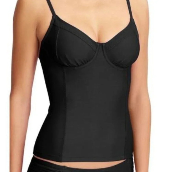 Athleta Size 32D Black KAIMANA Wired Tankini Swim Top NEW! - Picture 1 of 6